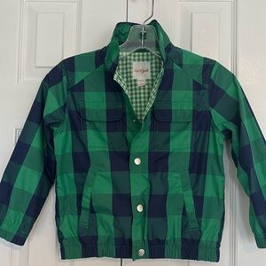 Cat and Jack blue and green check rain jacket Boys XSmall.